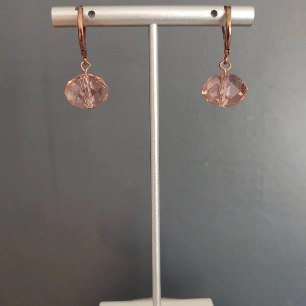 Pink glass drop earrings